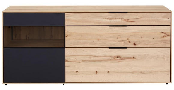 SIDEBOARD Kernbuche vollmassiv Anthrazit, Buchefarben  - Anthrazit/Buchefarben, Design, Glas/Holz (185/81/49cm) - Valnatura