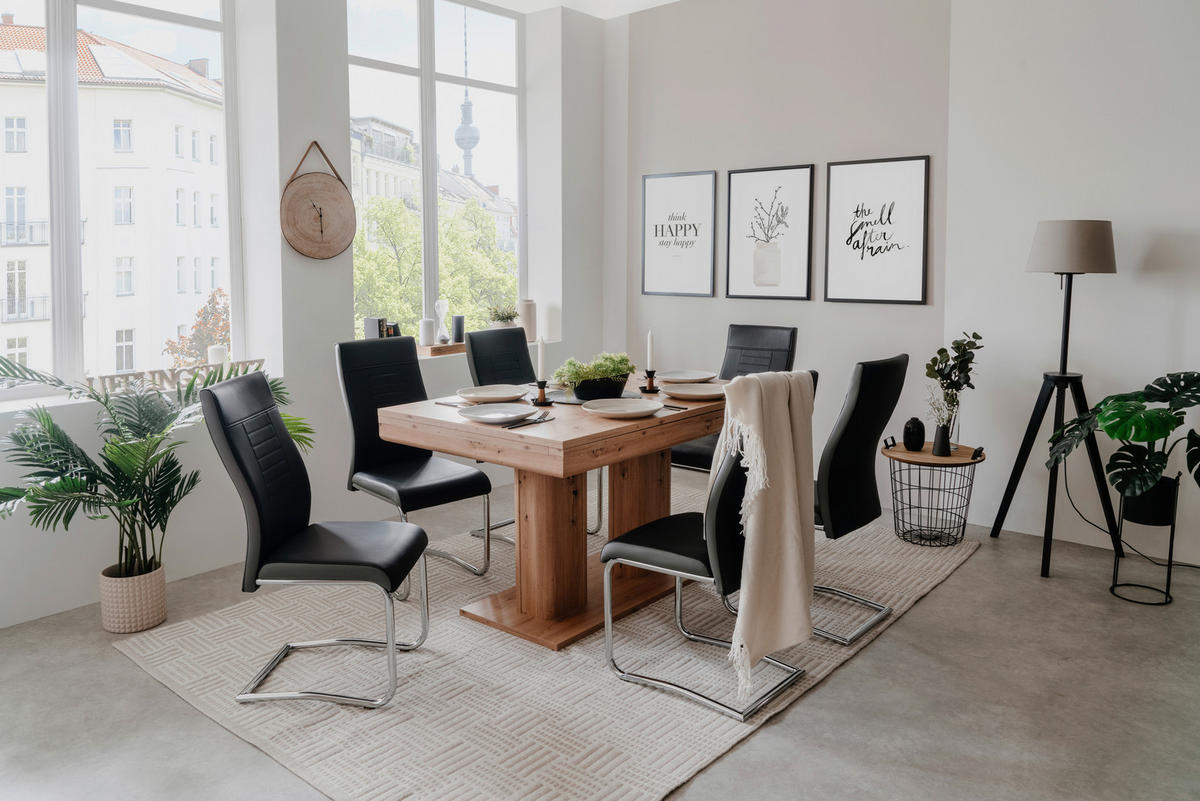 JEDILNA MIZA, hrast barve hrasta  - barve hrasta, Design, leseni material (140-220/80/90cm) - Xora