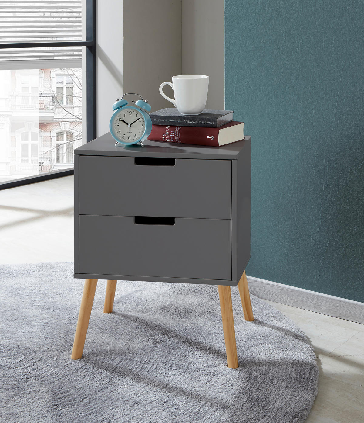 ÉJJELISZEKRÉNY tömör feketefenyő szürke, natúr  - natúr/szürke, Design, faalapú anyag/fa (40/60/30cm) - Xora