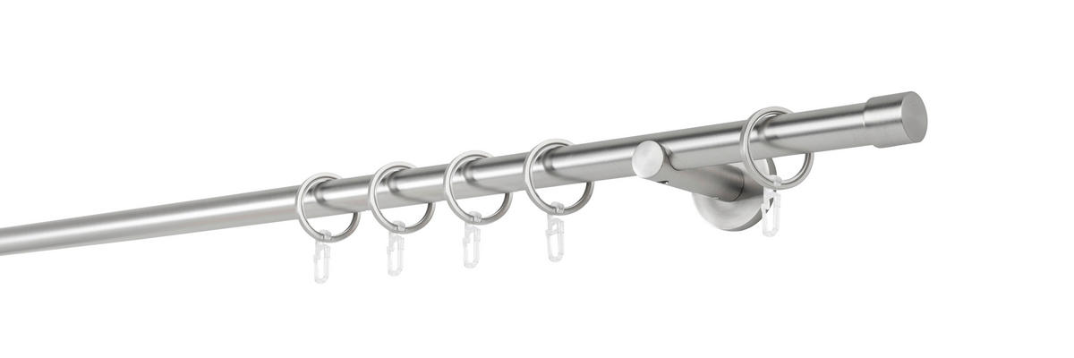VORHANGSTANGENSET  120 cm  - Edelstahlfarben, Basics, Metall (120cm)