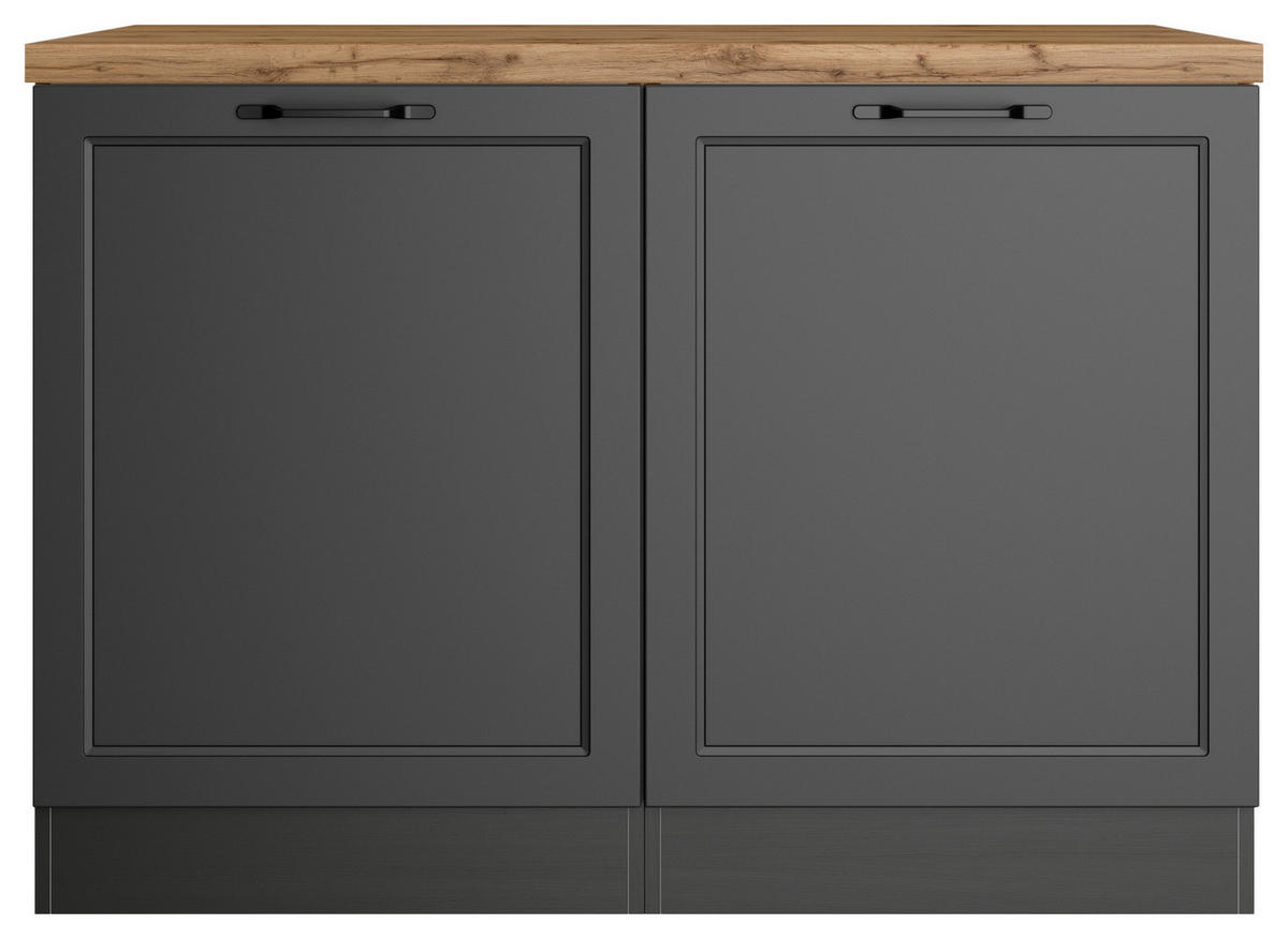 BÄNKSKÅP FÖR DISKHO 120/86/60 cm  i grå, ek Wotan  - ek Wotan/grå, Lifestyle, metall/trämaterial (120/86/60cm) - Held