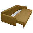 SCHLAFSOFA Webstoff Senfgelb  - Buchefarben/Senfgelb, KONVENTIONELL, Holz/Textil (220/90/95cm) - Carryhome