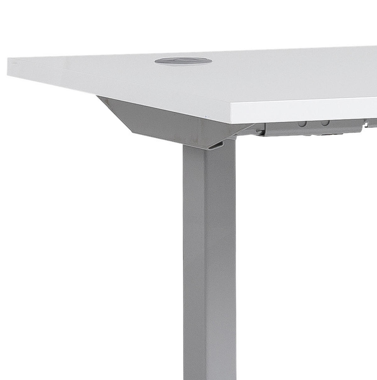 SCHREIBTISCH 160/75/70,5(117) cm Weiß höhenverstellbar elektrisch höhenverstellbar  - Silberfarben/Weiß, KONVENTIONELL, Holzwerkstoff/Metall (160/75/70,5(117)cm) - MID.YOU