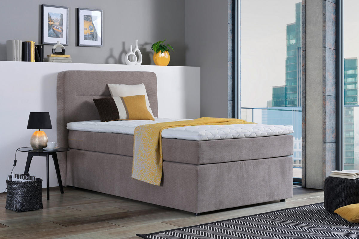 BOXSPRINGBETT 140/200 cm  in Grau  - Schwarz/Grau, Konventionell, Kunststoff/Textil (140/200cm) - Moderano