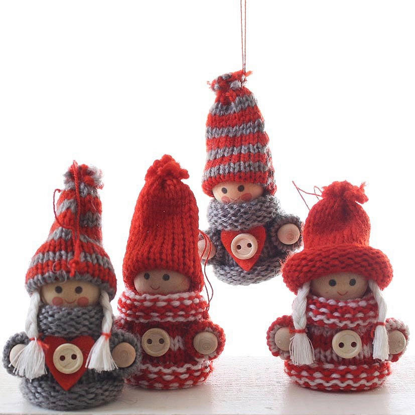 DEKORATIONSHÄNGE  - röd/grå, Lifestyle, textil (7cm) - X-Mas