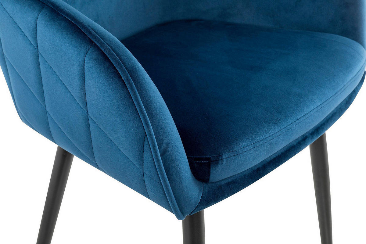 ARMLEHNSTUHL  in Samt  - Blau/Schwarz, MODERN, Textil/Metall (61/85/60cm) - Livetastic
