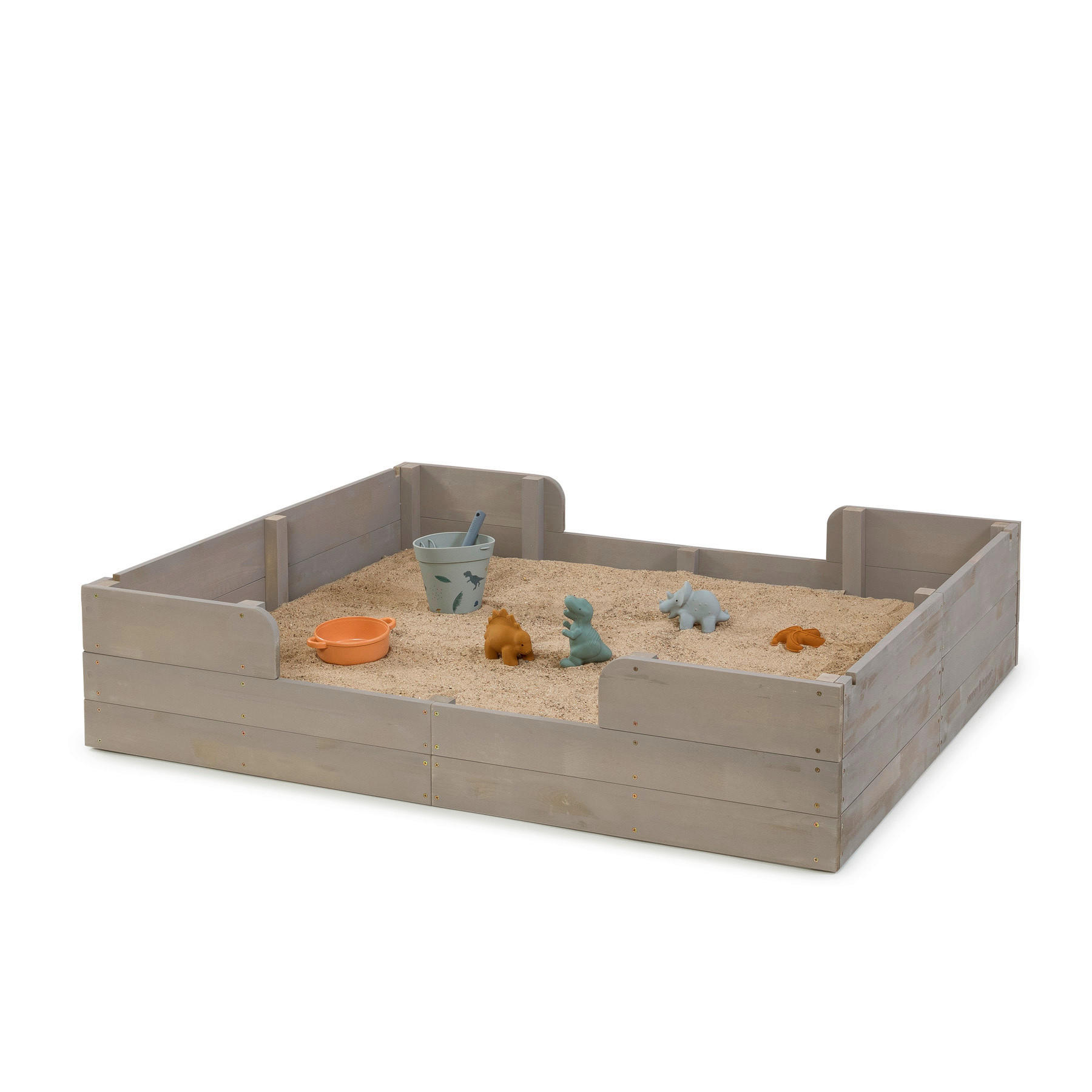 SANDKASTEN DINO LOVER 140/120/140 cm  - Grau, Basics, Holz (140/120/140cm) - MUDDY BUDDY