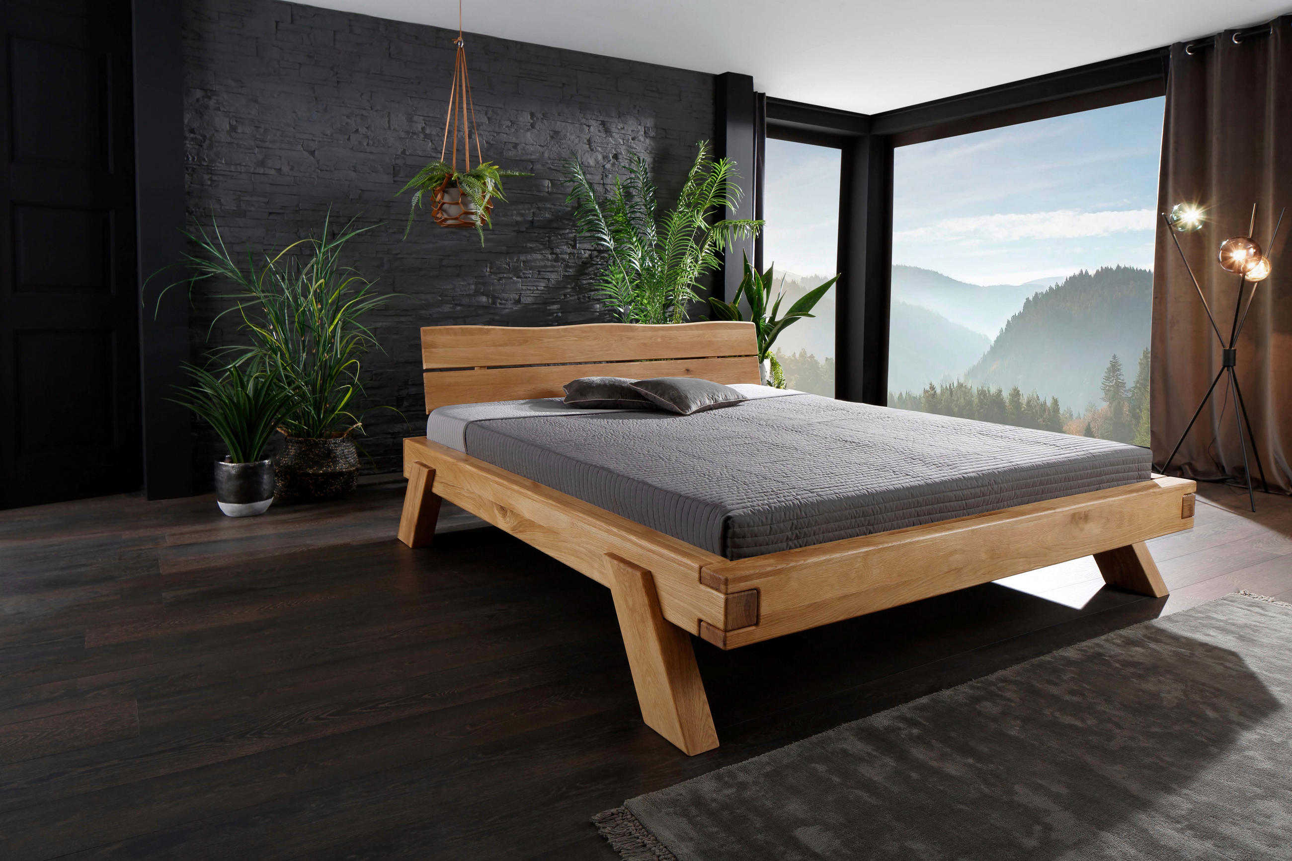 BALKENBETT 180/200 cm,  in Wildeiche,  - Wildeiche, MODERN, Holz (180/200cm) - Livetastic