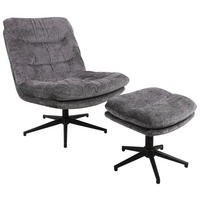 RELAXAČNÉ KRESLO S PODNOŽKOU, kov, textil, antracitová - čierna/antracitová, Design, kov/textil (70/87/90cm) - Cantus