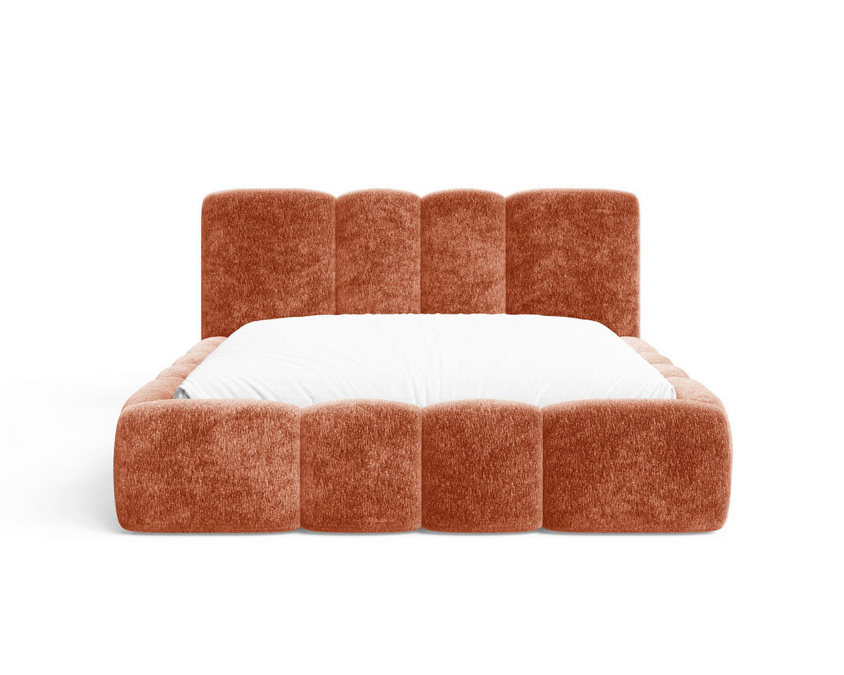 POLSTERBETT 160/200 cm,  in Terracotta, Lattenrost, Bettkasten,  - Terracotta/Schwarz, MODERN, Textil/Metall (160/200cm) - Livetastic