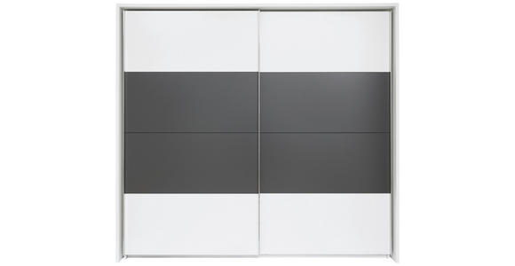 SCHWEBETÜRENSCHRANK  in Weiß, Dunkelgrau  - Dunkelgrau/Alufarben, KONVENTIONELL, Holzwerkstoff/Metall (240/226/64cm) - Xora