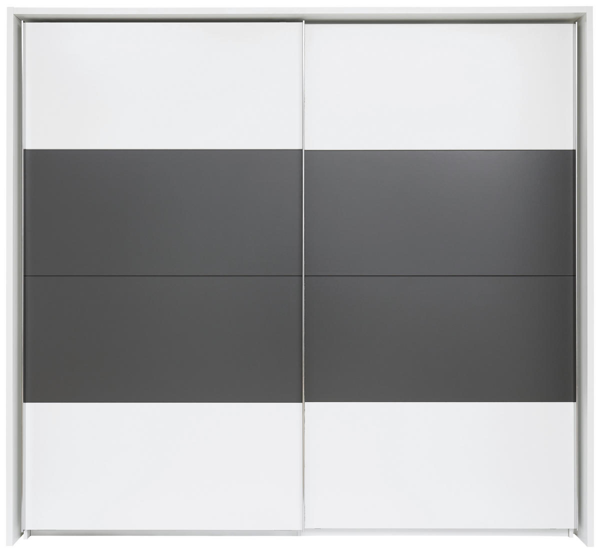 SCHWEBETÜRENSCHRANK  in Weiß, Dunkelgrau  - Dunkelgrau/Alufarben, KONVENTIONELL, Holzwerkstoff/Metall (240/226/64cm) - Xora