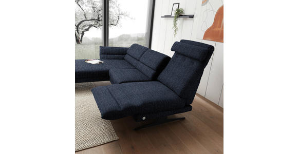 ECKSOFA Dunkelblau Flachgewebe  - Schwarz/Dunkelblau, Design, Textil/Metall (176-217/279-327cm) - Dieter Knoll