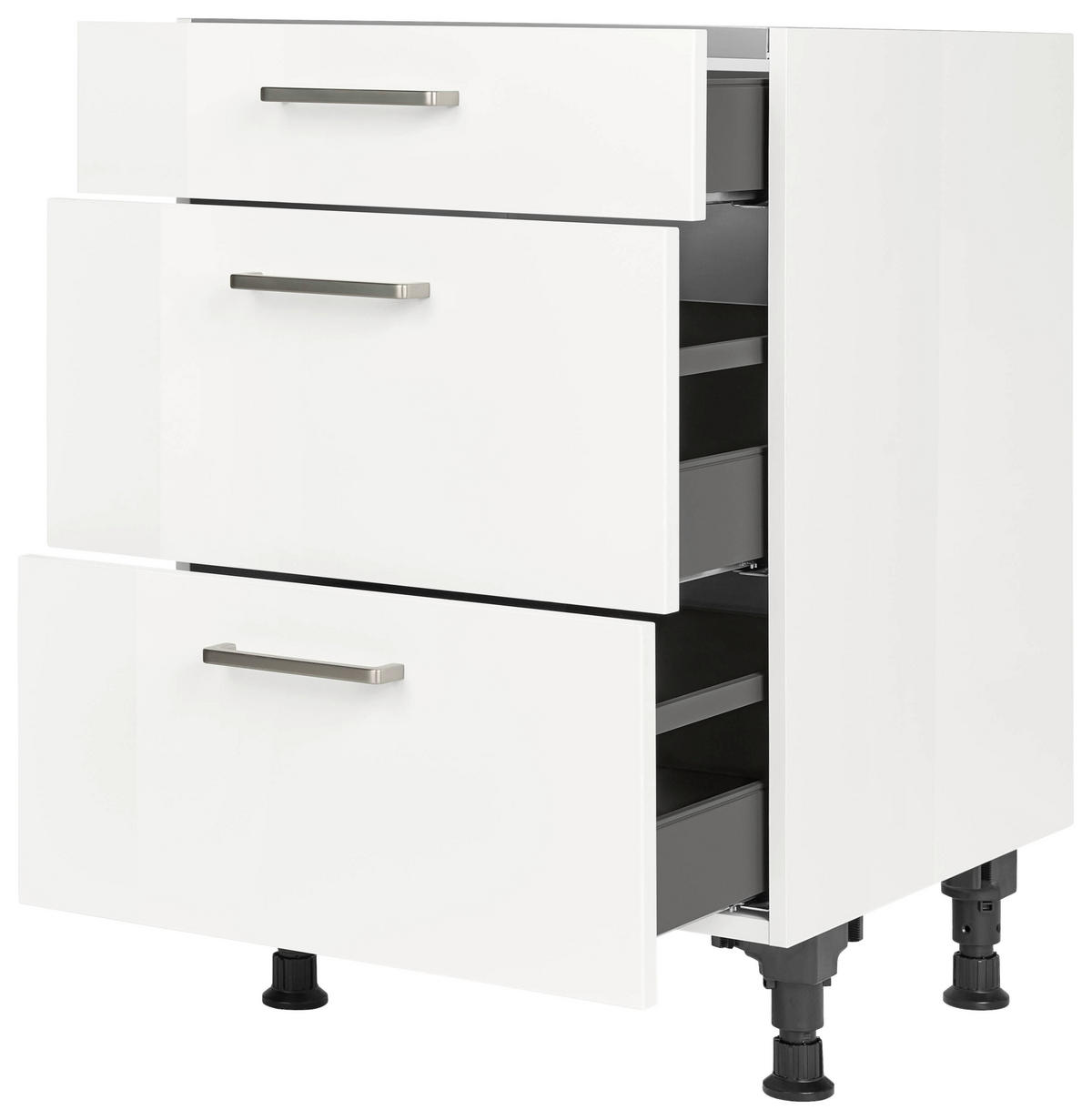 KOCHFELDUMBAUSCHRANK 60/87/56 cm  in Weiß Hochglanz  - Edelstahlfarben/Weiß Hochglanz, MODERN, Holzwerkstoff/Metall (60/87/56cm) - Nobilia