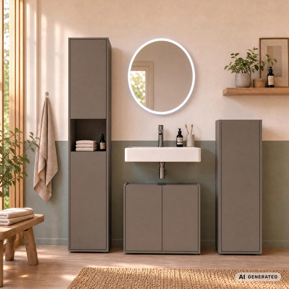 MIDISCHRANK 42/112/33 cm  - Schwarz/Cappuccino, Trend, Holzwerkstoff/Kunststoff (42/112/33cm) - MID.YOU