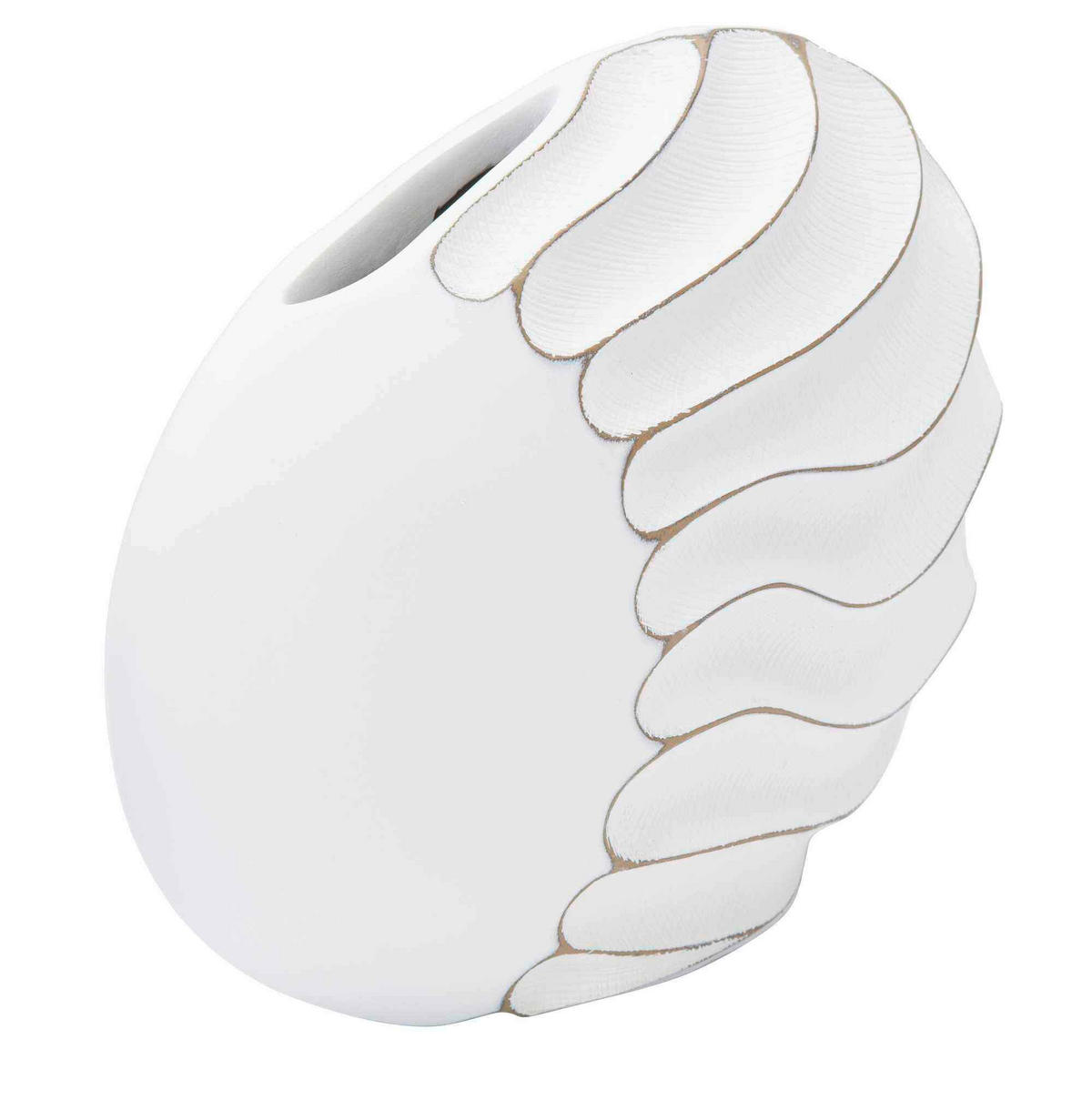 Vase Polyresin Lines  - Weiß, Basics, Kunststoff (34/24.5/11.5cm)