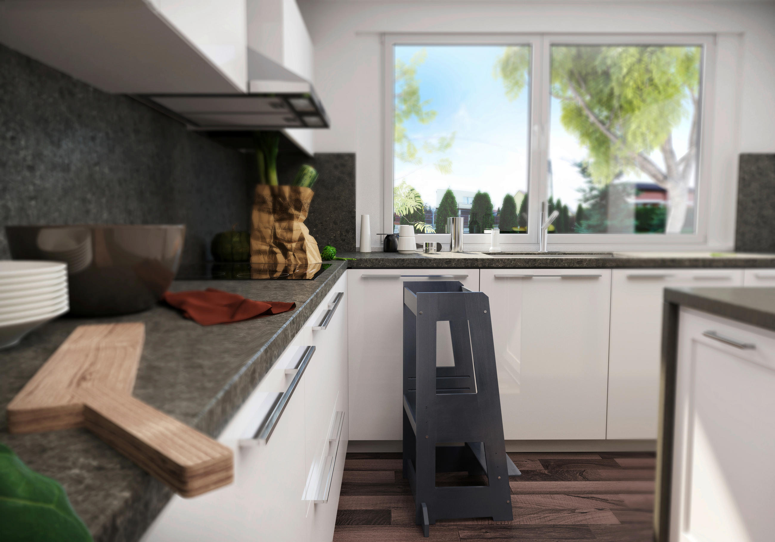 LERNTURM Felix  - Grau, MODERN, Holz (40/89/40cm) - tiSsi