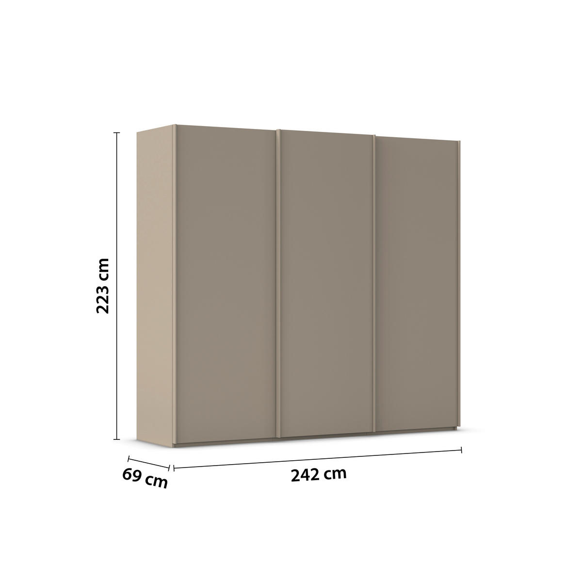 SCHWEBETÜRENSCHRANK 242/223/69 cm,  in Fango, 3 Tür(en)  - Fango, Basics, Holzwerkstoff/Metall (242/223/69cm) - Rauch Möbel