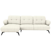 ECKSOFA Flachgewebe Naturfarben  - Schwarz/Naturfarben, Modern, Textil/Metall (180/282cm) - Novel