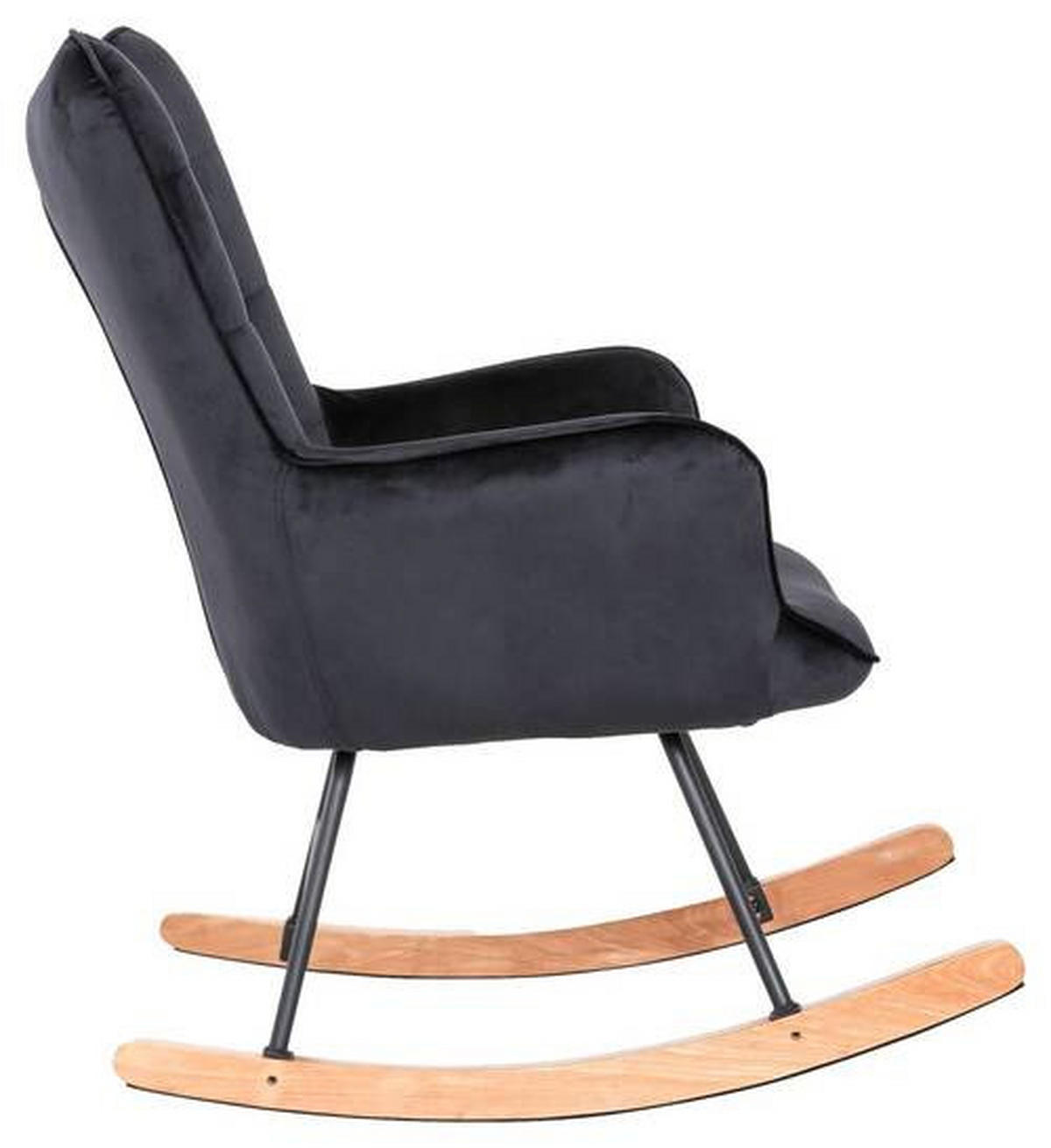 SCHAUKELSESSEL in Samt Schwarz  - Buchefarben/Schwarz, MODERN, Holz/Textil (72/92/92cm) - MID.YOU