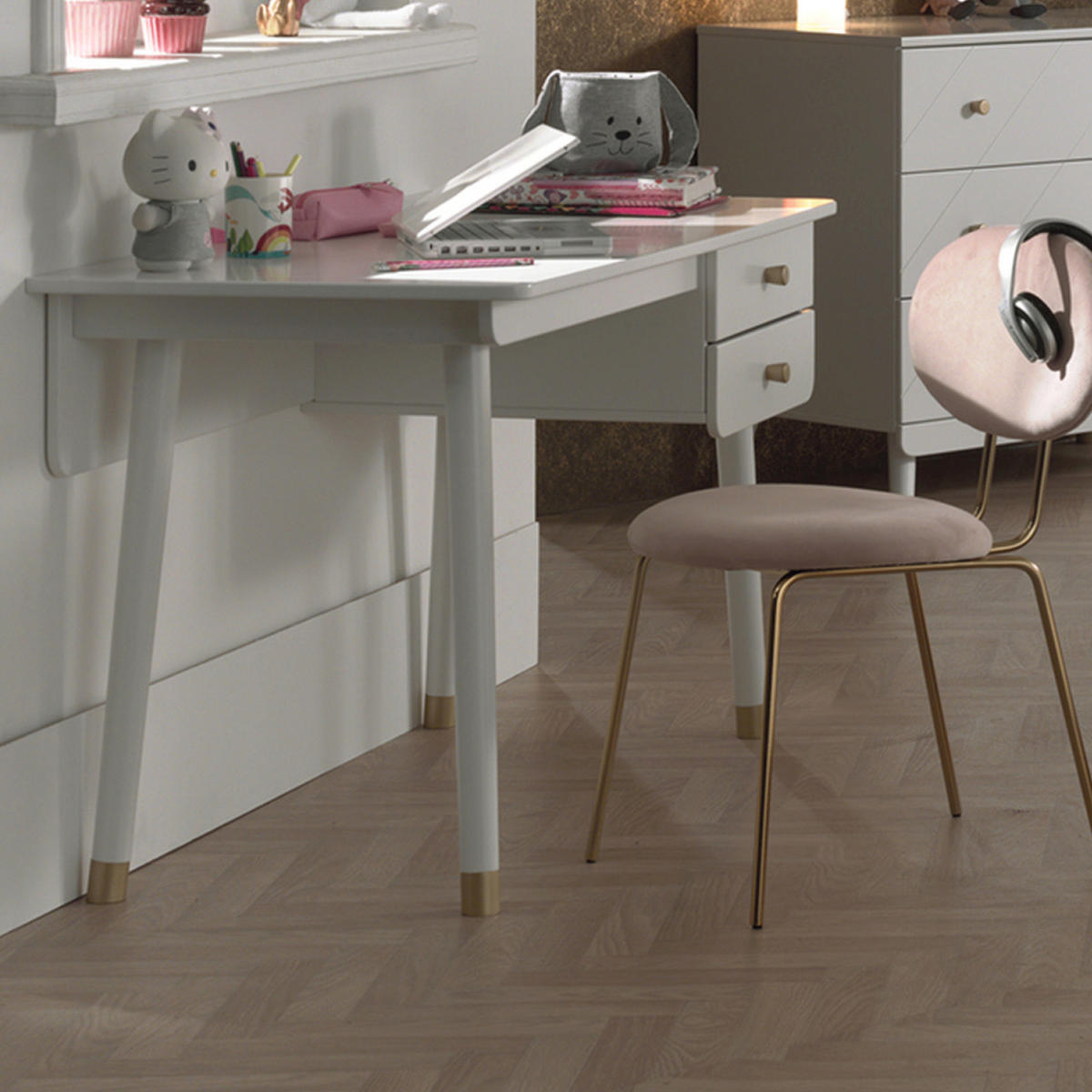 JUGENDSCHREIBTISCH 125/75/60 cm  - Goldfarben/Weiß, MODERN, Holzwerkstoff/Kunststoff (125/75/60cm) - MID.YOU