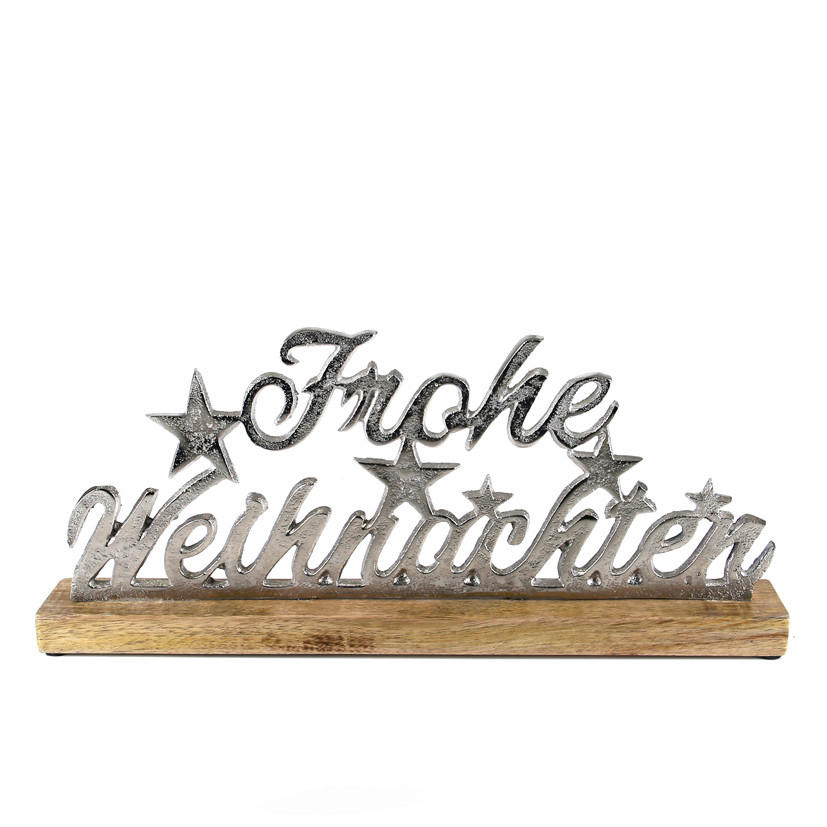 DEKOSCHRIFTZUG - Silberfarben/Naturfarben, LIFESTYLE, Holz/Metall (18/5/41,5cm) - X-Mas