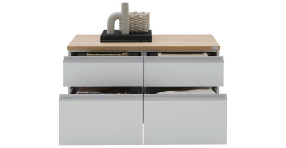 LOWBOARD  90/46/41 cm 4 Schublade(n) erweiterbar, Typenauswahl, Beimöbel erhältlich, umfangreiches Zubehör erhältlich, stehend, hängend  - Eichefarben/Silberfarben, Design, Holzwerkstoff/Kunststoff (90/46/41cm) - Dieter Knoll