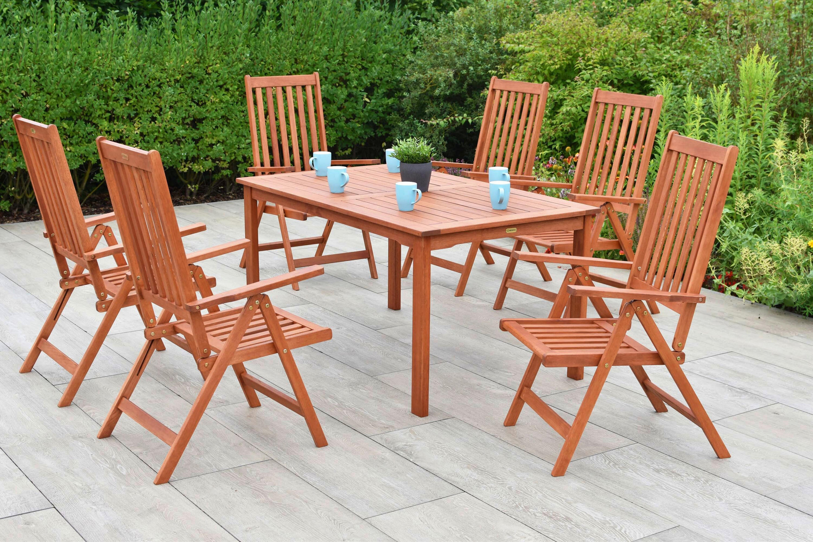 GARTENTISCHGRUPPE  - Eukalyptusholzfarben, KONVENTIONELL, Holz - Gardenson