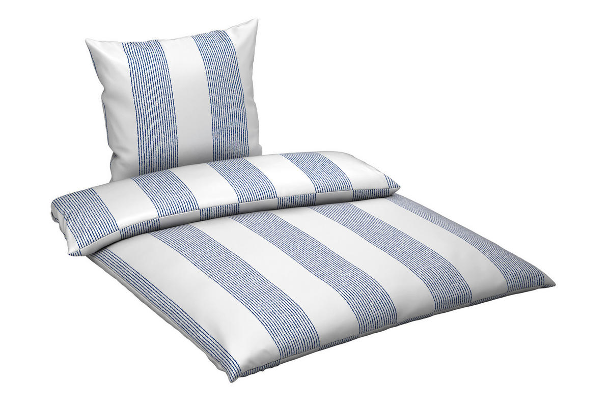 BETTWÄSCHE Satin 155/220 cm  - Blau/Weiß, Design, Textil (155/220cm) - Novel