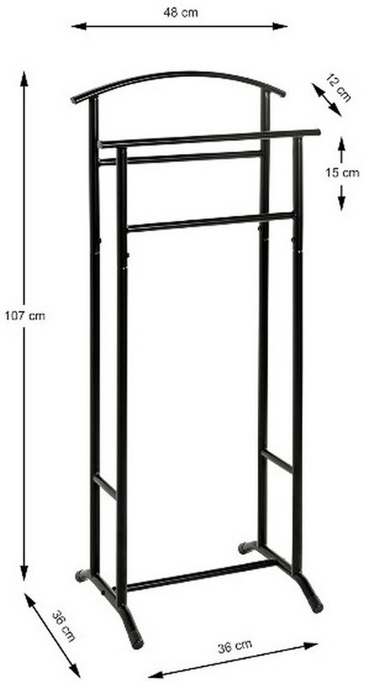 HERRENDIENER in Schwarz 48/107/36 cm   - Schwarz, Basics, Metall (48/107/36cm)