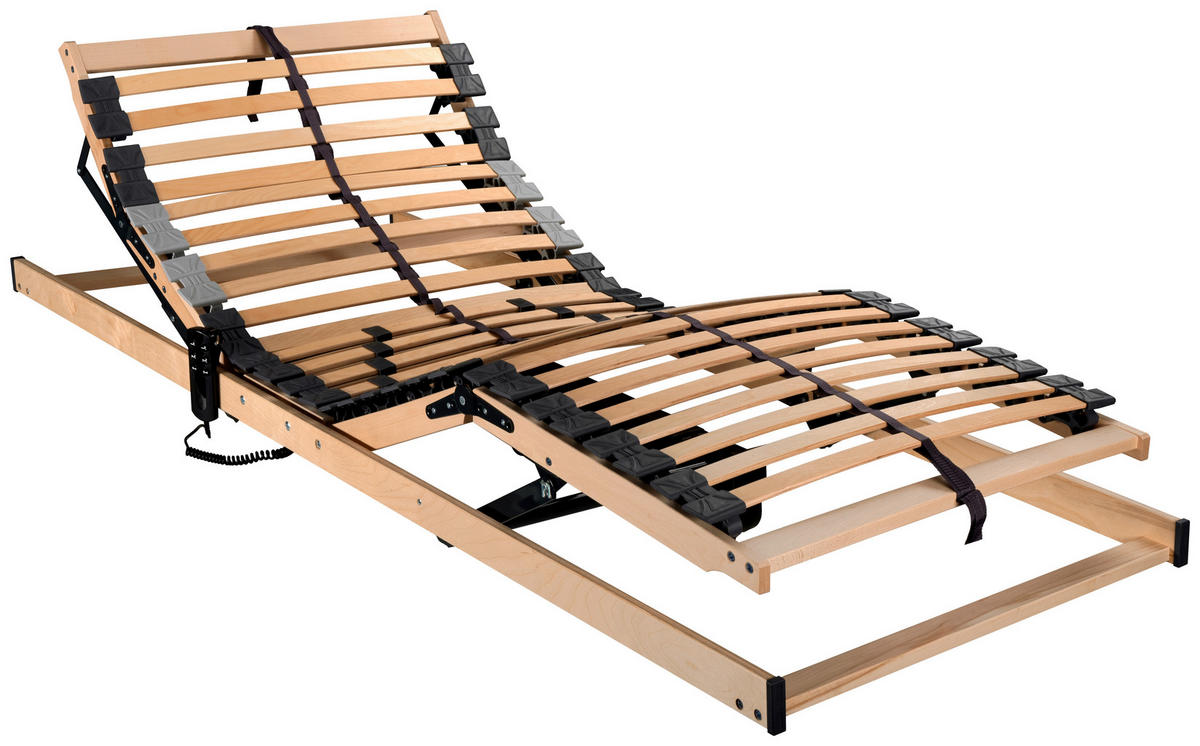 LATTENROST 90/190 cm Kopfteil, Fußteil, Mittelzone verstellbar, Birke  - Birkefarben/Buchefarben, Basics, Holz/Kunststoff (90/190cm) - Sleeptex