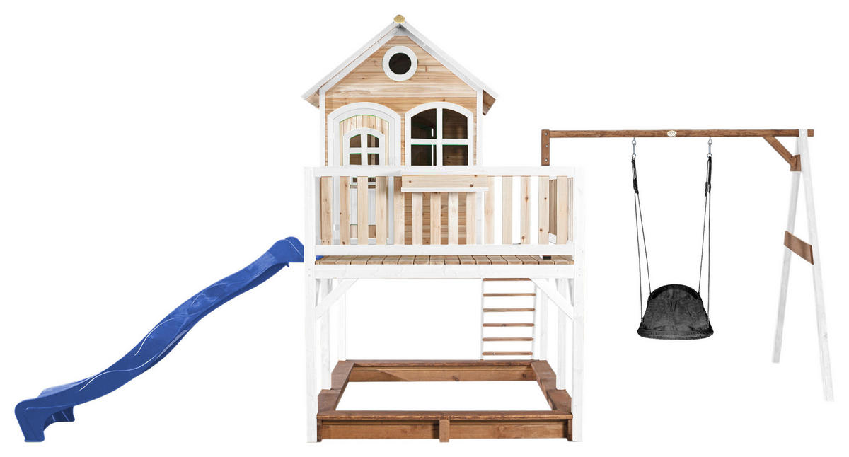SPIELTURM 613/291/277 cm  - Blau/Braun, KONVENTIONELL, Holz (613/291/277cm) - Ambia Garden
