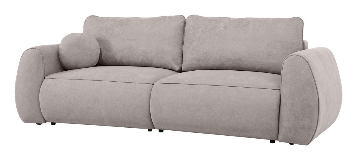 SCHLAFSOFA Chenille Cappuccino  inkl. Zierkissen, Rückenkissen, Bettkasten, Schlaffunktion, Rücken echt, Liegefläche im Originalstoff  - Schwarz/Cappuccino, KONVENTIONELL, Kunststoff/Textil (257/96/110cm) - Milino