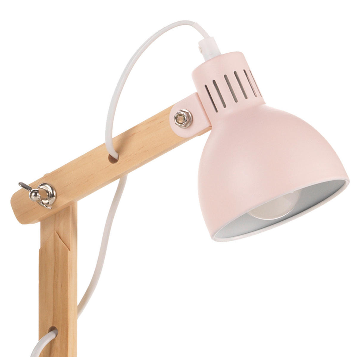 TISCHLEUCHTE 23/38 cm   - Hellrosa/Weiß, Basics, Holz/Kunststoff (23/38cm)