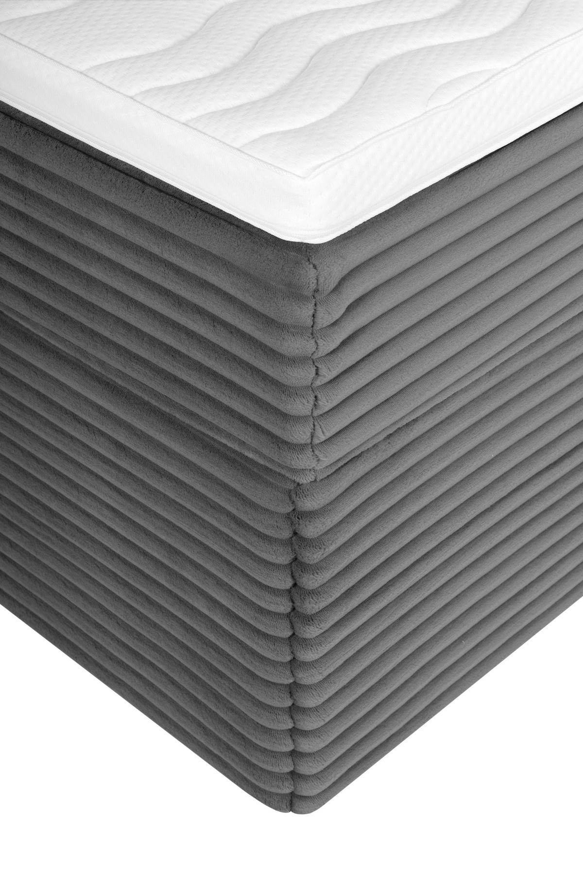 Boxbett Cordoba 140/200 cm  in Dunkelgrau  - Dunkelgrau/Schwarz, Basics, Holz/Kunststoff (140/200cm) - Livetastic