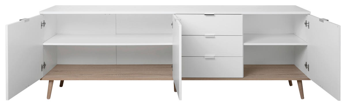 SIDEBOARD 200/68/40 cm  - vit/Sonoma ek, Klassisk, metall/trämaterial (200/68/40cm) - MID.YOU