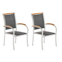 GARTENSTUHL-SET Akazie Aluminium Grau, Naturfarben, Silberfarben  - Silberfarben/Naturfarben, KONVENTIONELL, Holz/Textil (59/101/63cm) - Gardenson