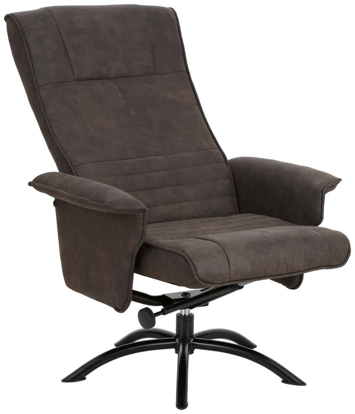 RELAXSESSELSET Mikrofaser Relaxfunktion, Hocker    - Anthrazit/Schwarz, Design, Textil/Metall (80/108/75cm) - Cantus