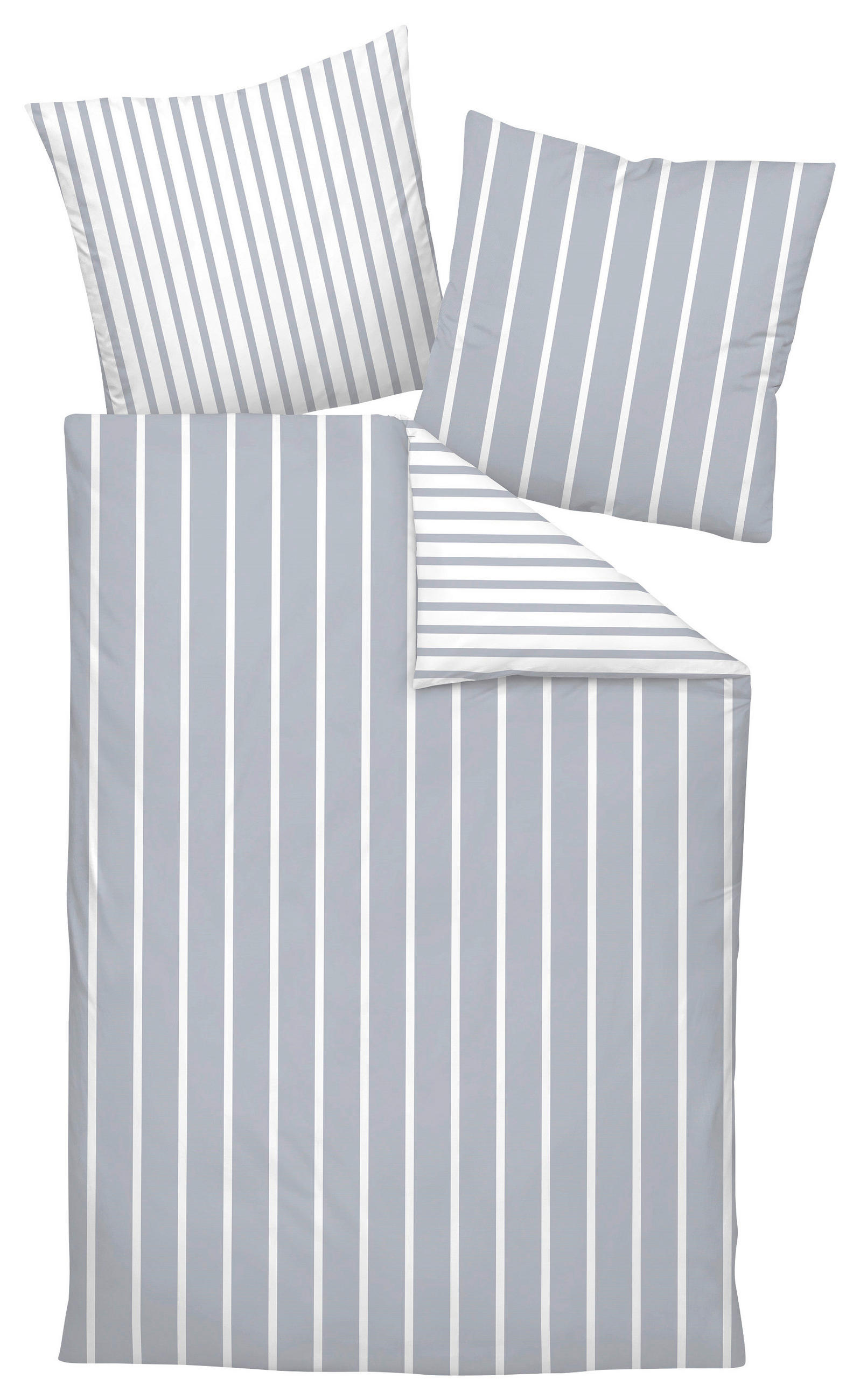 POSTEĽNÁ BIELIZEŇ, makosatén, biela, platinová, 140/200 cm  - biela/platinová, Basics, textil (140/200cm) - Janine