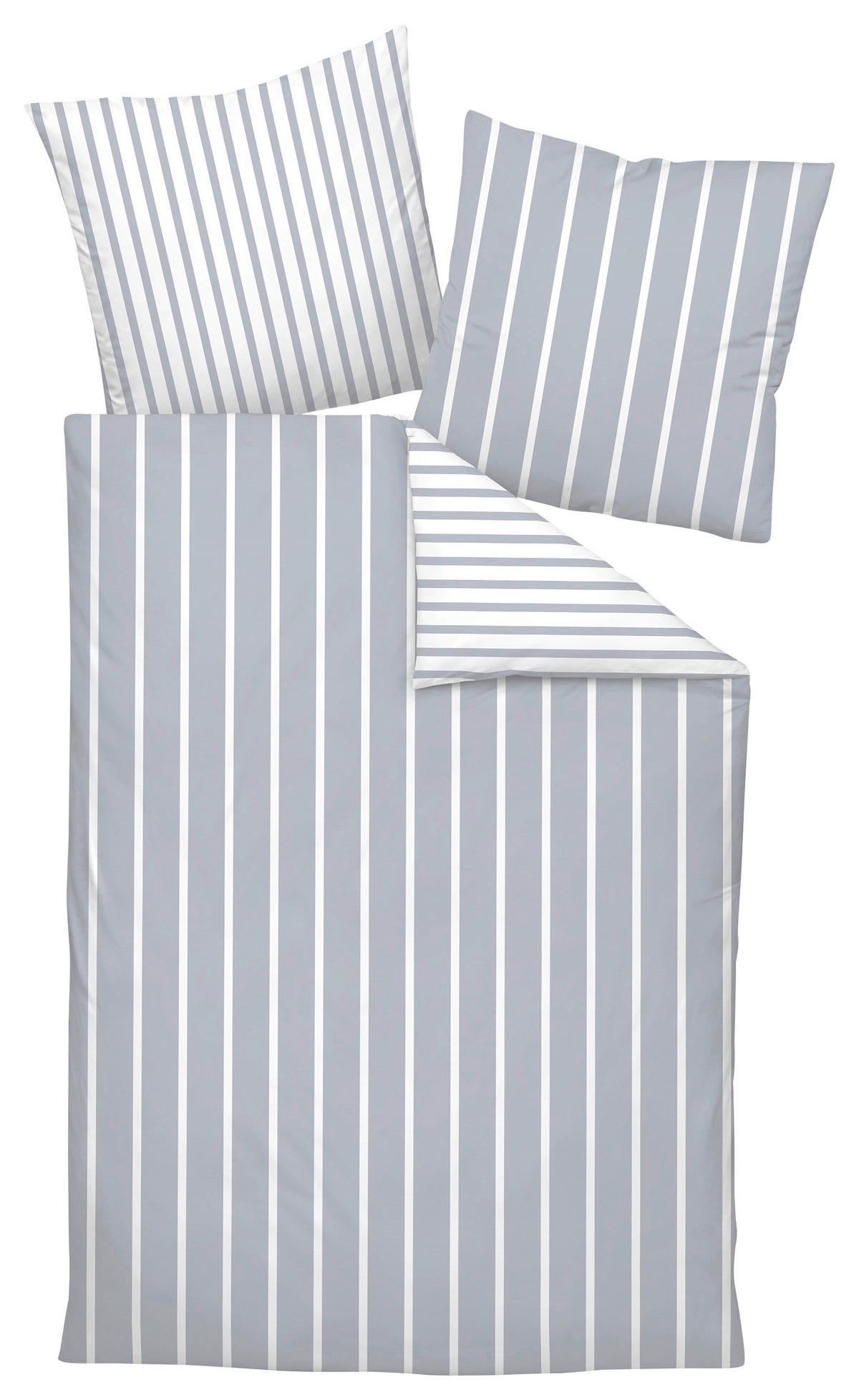 POSTEĽNÁ BIELIZEŇ, makosatén, biela, platinová, 140/200 cm  - biela/platinová, Basics, textil (140/200cm) - Janine