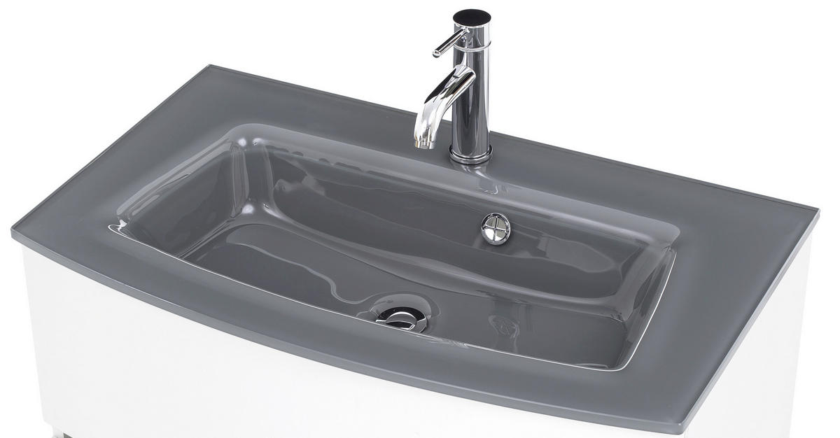 WASCHTISCHKOMBI 80 cm  - Weiß/Grau, KONVENTIONELL, Glas/Holzwerkstoff (80cm) - Held