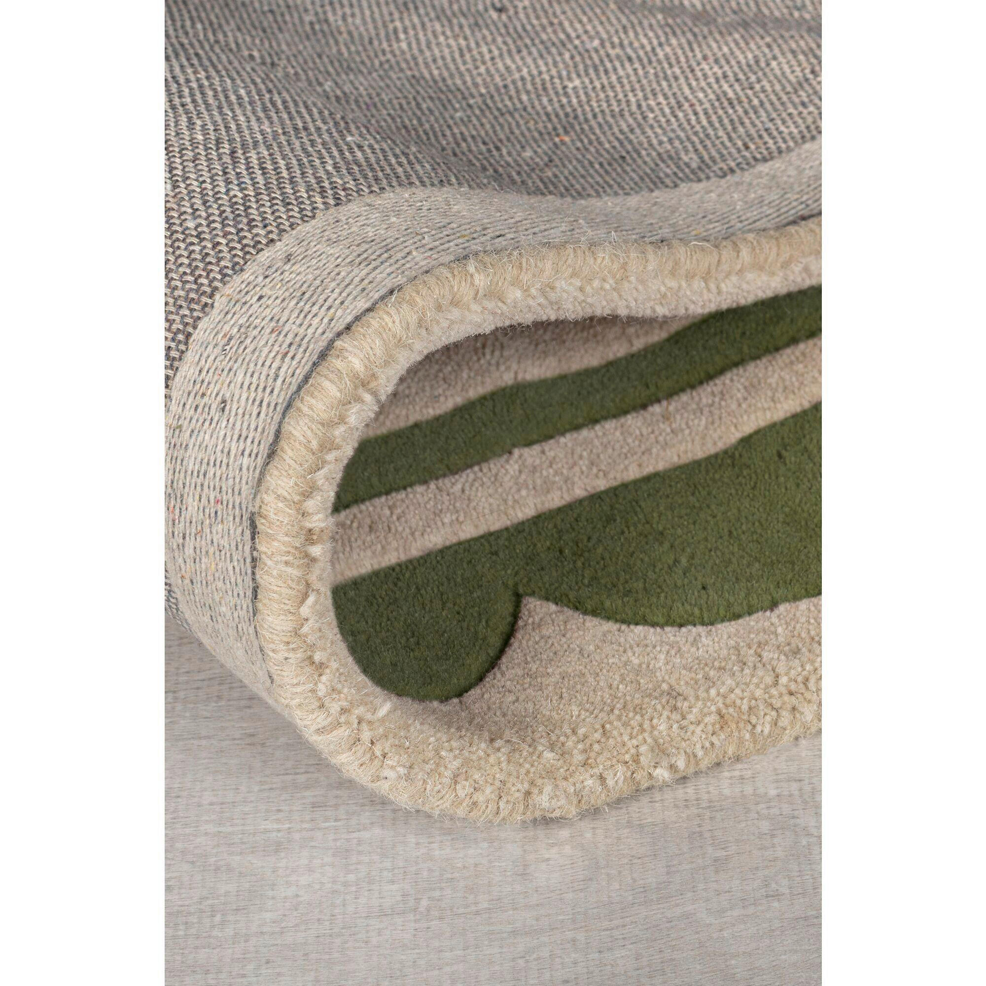 Thumbnail - Handwebteppich Lois, Grün, Beige, Textil, Abstraktes, rechteckig, 160x230 cm, Reach, AZO-frei, Handmade in India, für Fu...