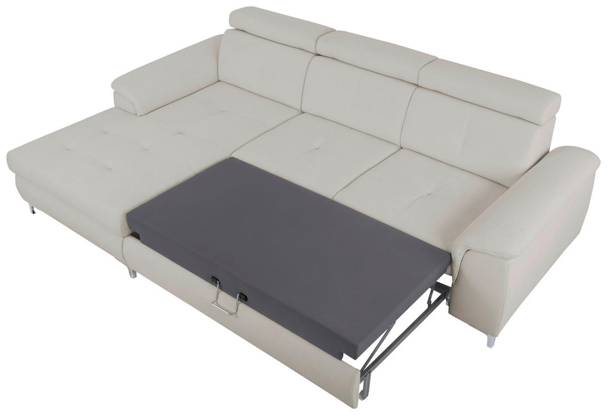 ECKSOFA Greige Flachgewebe  - Chromfarben/Greige, KONVENTIONELL, Textil/Metall (175/268cm) - Carryhome