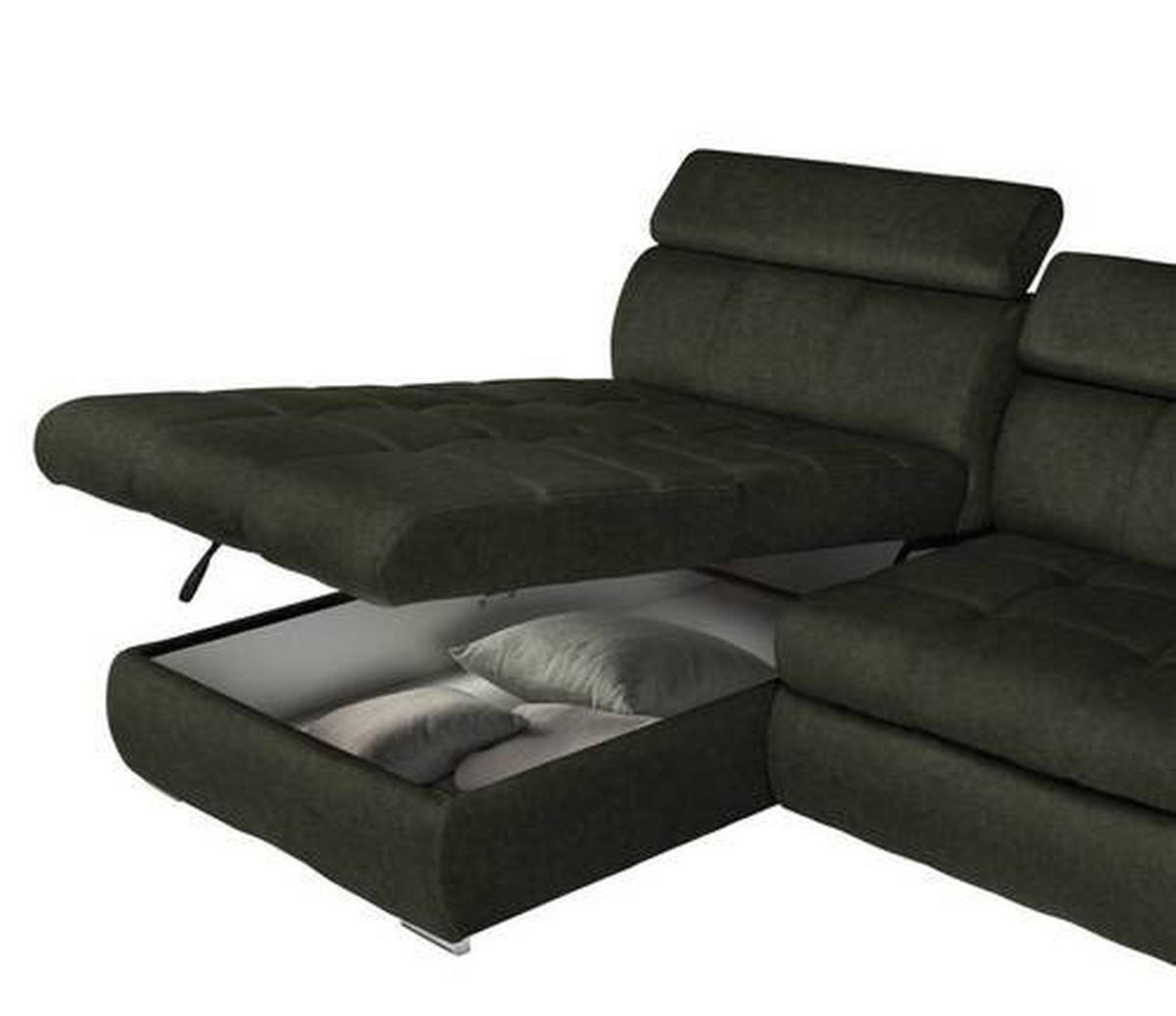 CloseUp von Stylife ECKSOFA Waldgrün Velours.