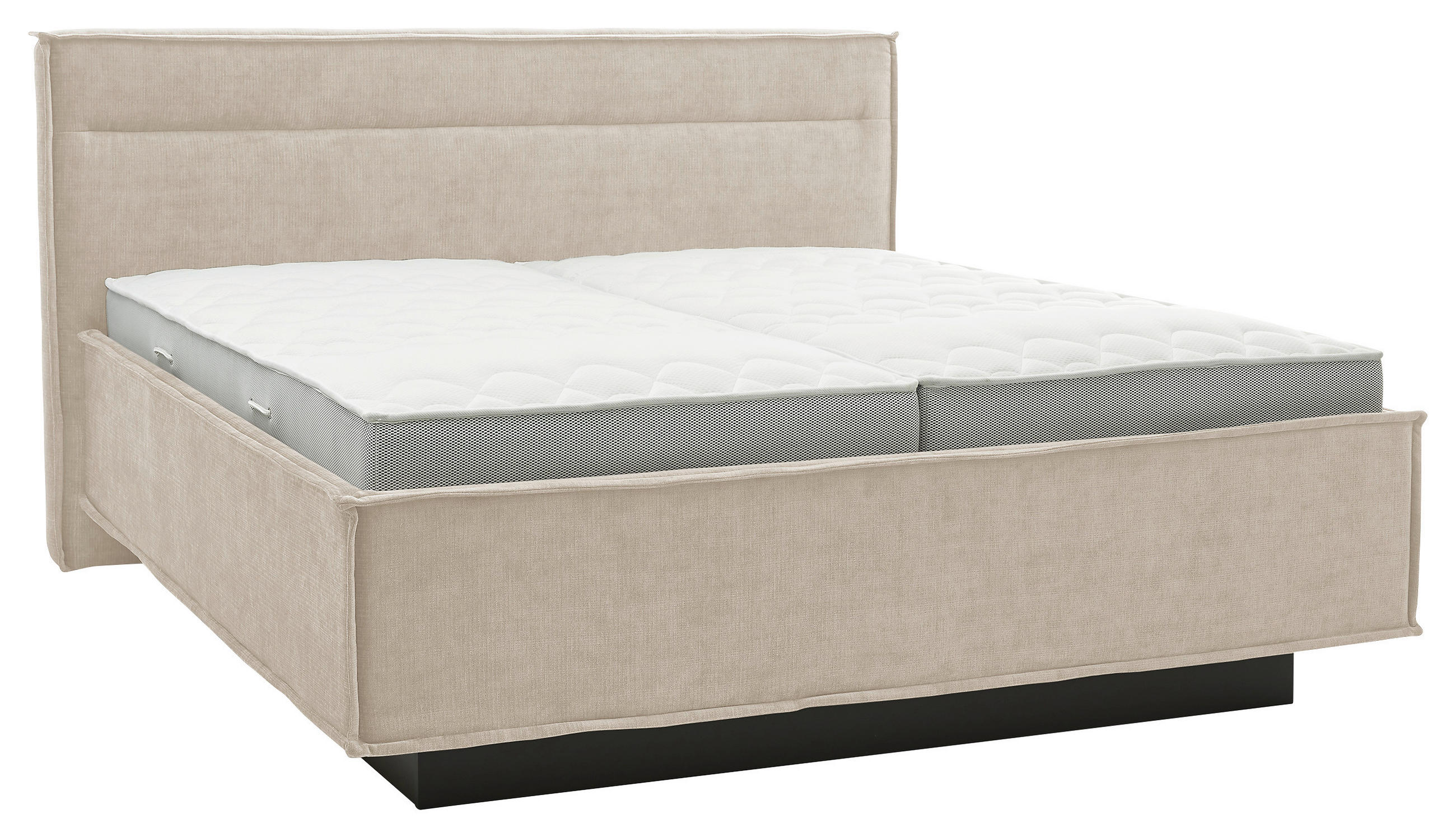 POLSTERBETT gepolstertes Kopfteil, Bettkasten, Lattenroste, Matratzen 180/200 cm  in Creme  - Schieferfarben/Creme, Design, Textil (180/200cm) - Musterring