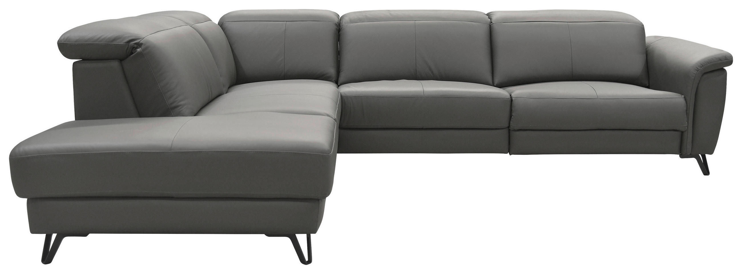 ROHOVÁ SEDAČKA, kůže, tmavě šedá - černá/tmavě šedá, Moderní, kov/dřevo (240/303cm) - Livetastic