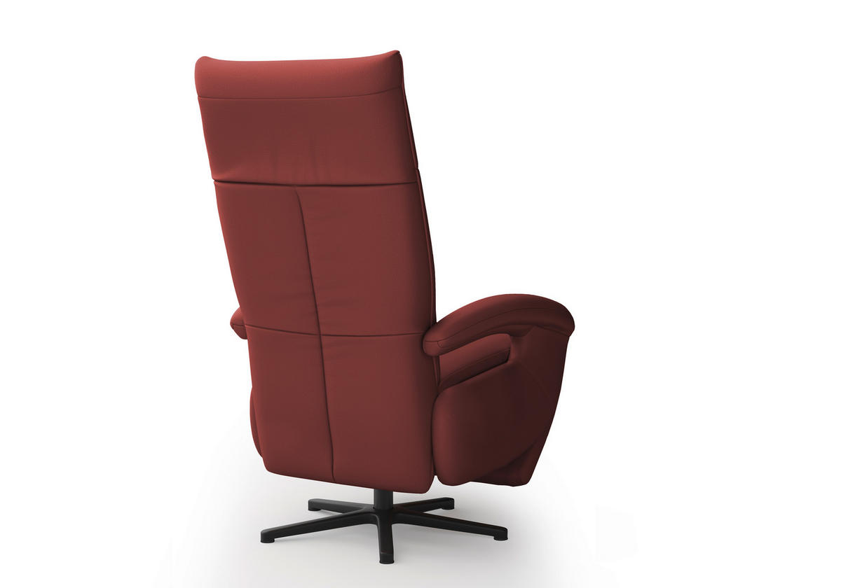 SESSEL in Echtleder Rotbraun  - Rotbraun/Schwarz, Konventionell, Leder/Metall (74/112/82cm) - Sit & More