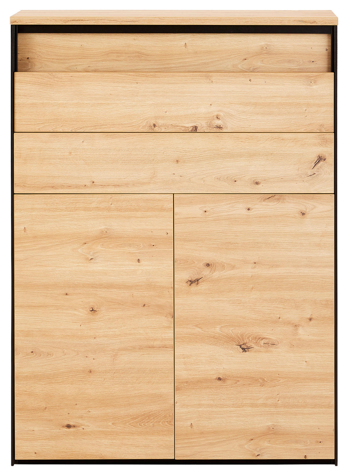 HIGHBOARD EDRA OFFICE 88/123/38 cm 2 Schublade(n)  - Schwarz/Eiche Artisan, KONVENTIONELL, Holzwerkstoff/Kunststoff (88/123/38cm) - Hom`in