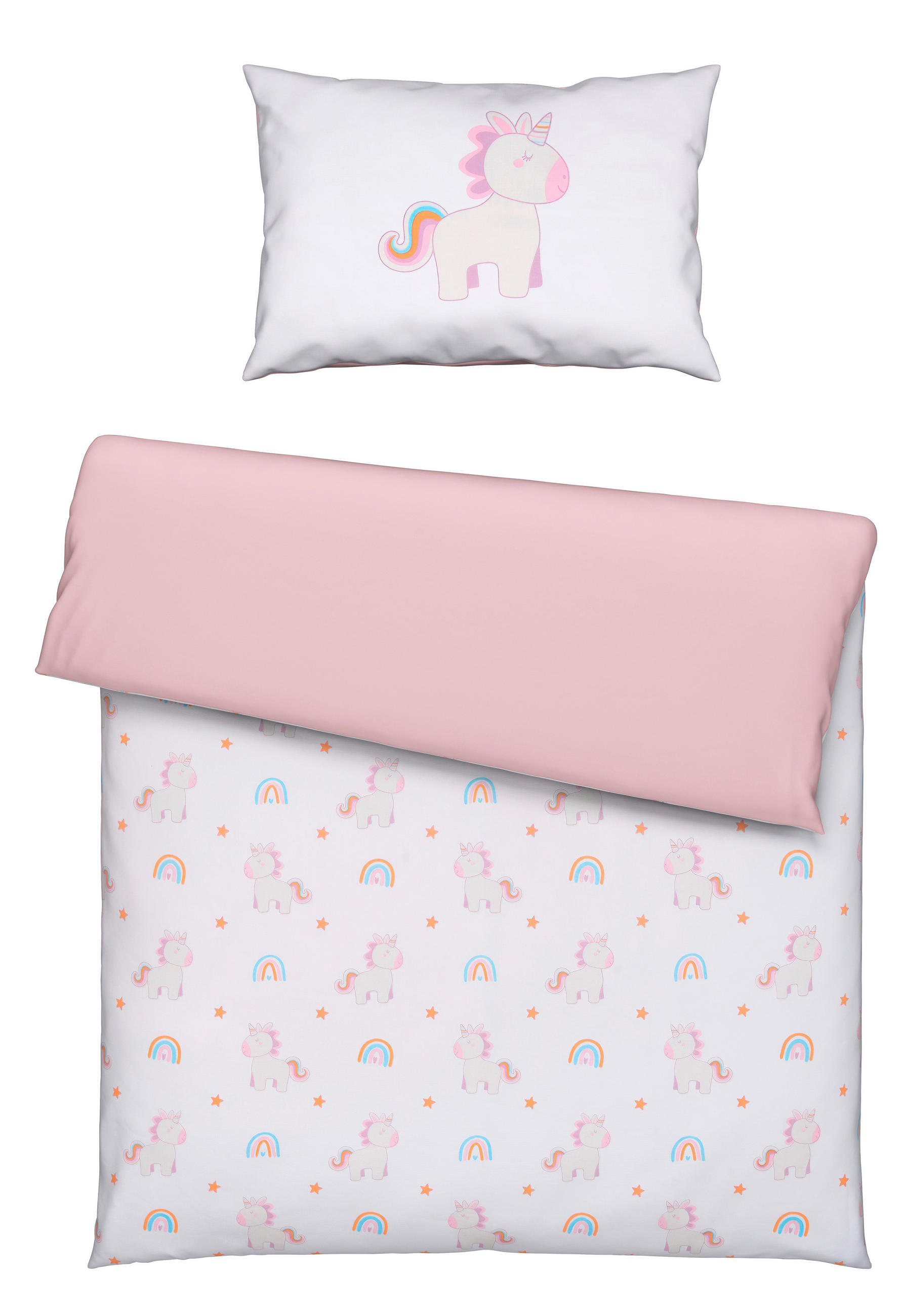 Patinio Babybettwäsche Samy Mehrfarbig, Rosa, Weiß 100x135 cm