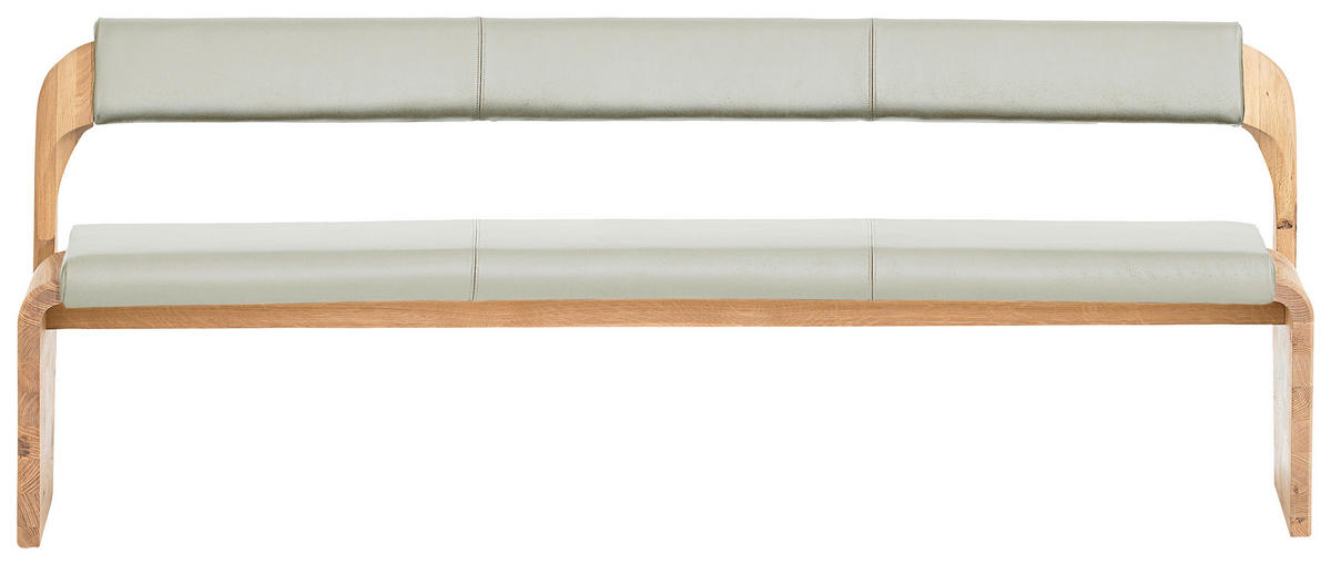 SITZBANK 207/84/70 cm  in Weiß, Eichefarben  - Eichefarben/Weiß, Natur, Leder/Holz (207/84/70cm) - Voglauer